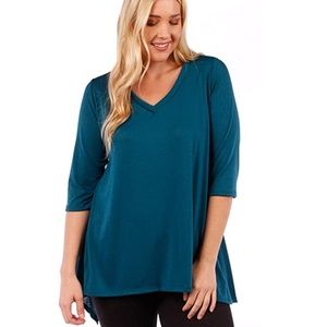 3x$30 Plus Size 4X 5X Blue Top Blouse Shirt  V Neck